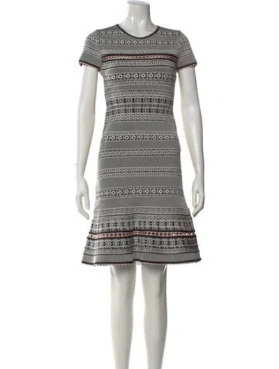 Pre-owned Herve Leger Striped Knee-length Dress In Black