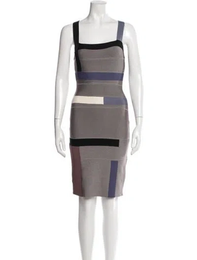 Pre-owned Herve Leger Striped Knee-length Dress In Multi