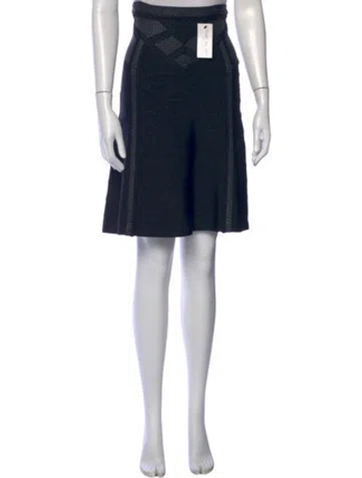 Pre-owned Herve Leger Striped Knee-length Skirt In Black