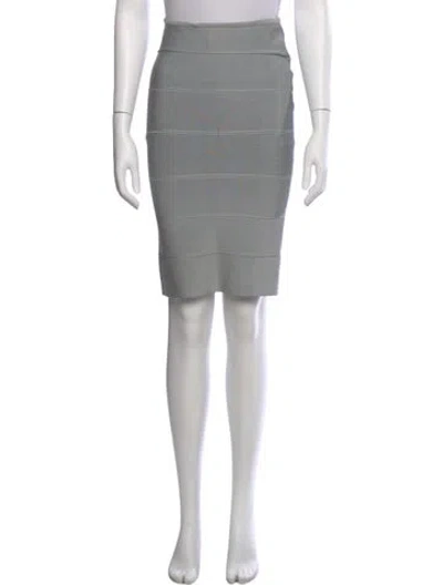 Pre-owned Herve Leger Striped Knee-length Skirt In Gray