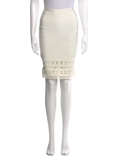 Pre-owned Herve Leger Striped Knee-length Skirt In Neutral