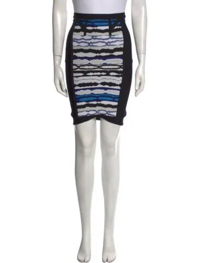 Pre-owned Herve Leger Striped Knee-length Skirt W/ Tags In Black