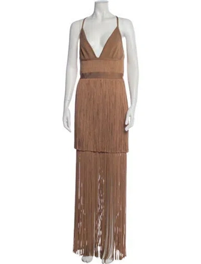 Pre-owned Herve Leger Striped Long Dress