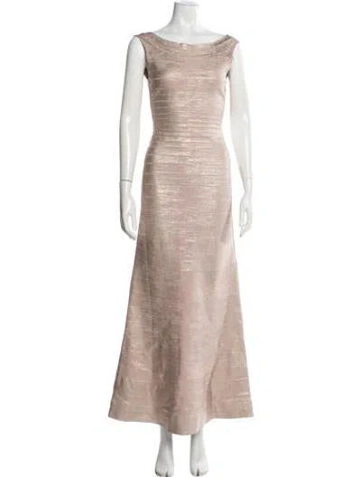 Pre-owned Herve Leger Striped Long Dress In Neutrals