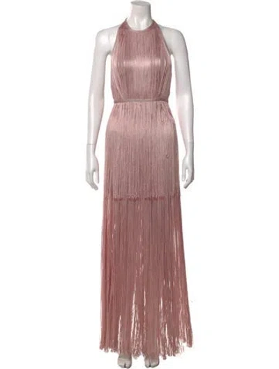 Pre-owned Herve Leger Striped Long Dress In Pink