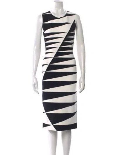 Pre-owned Herve Leger Striped Midi Length Dress W/ Tags In Black