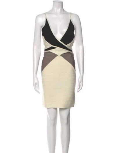 Pre-owned Herve Leger Striped Mini Dress