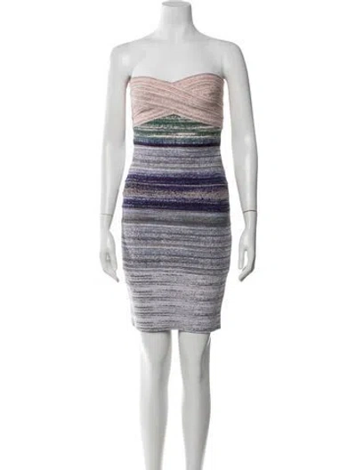 Pre-owned Herve Leger Striped Mini Dress