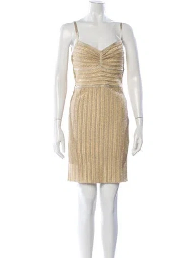 Pre-owned Herve Leger Striped Mini Dress