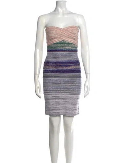 Pre-owned Herve Leger Striped Mini Dress