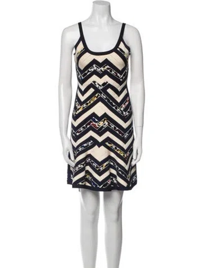 Pre-owned Herve Leger Striped Mini Dress In Blue