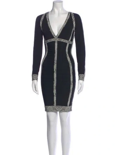 Pre-owned Herve Leger Striped Mini Dress In Blue