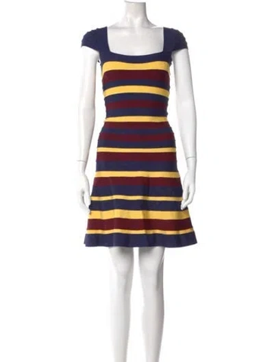 Pre-owned Herve Leger Striped Mini Dress In Blue