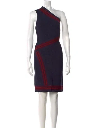 Pre-owned Herve Leger Striped Mini Dress In Blue