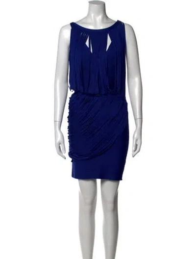 Pre-owned Herve Leger Striped Mini Dress In Blue