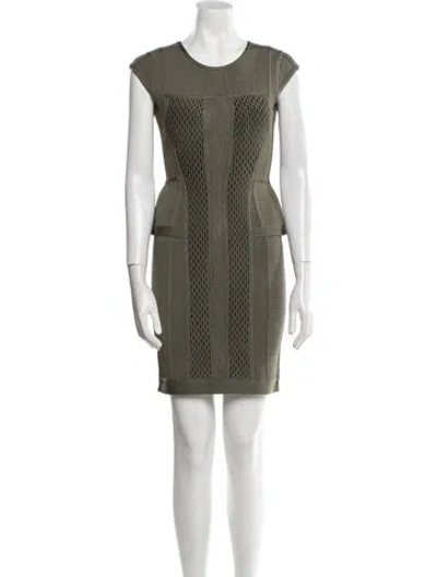 Pre-owned Herve Leger Striped Mini Dress In Green