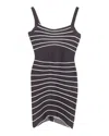Herve Leger Striped Mini Dress In Black Print Rayon In Black