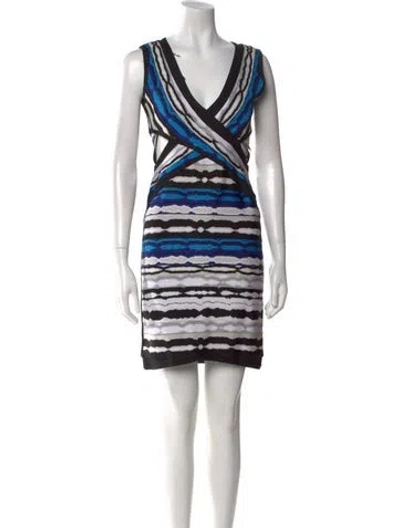 Pre-owned Herve Leger Striped Mini Dress In Multi
