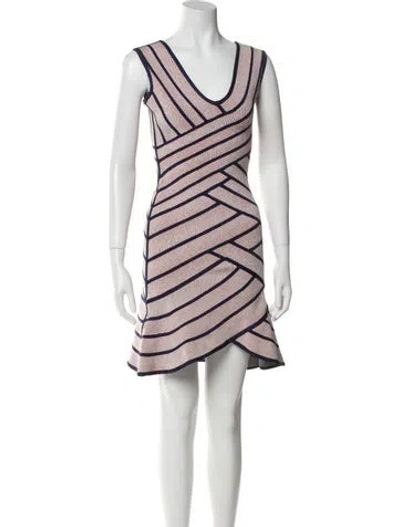Pre-owned Herve Leger Striped Mini Dress In Multi