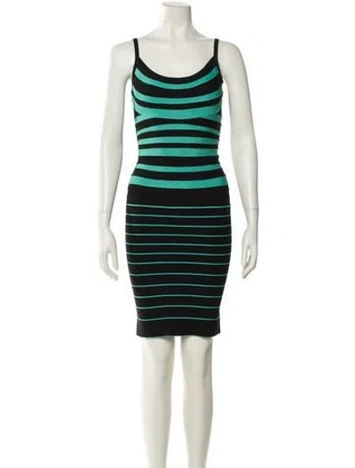 Pre-owned Herve Leger Striped Mini Dress In Multi