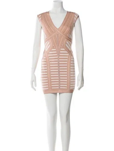 Pre-owned Herve Leger Striped Mini Dress In Multi