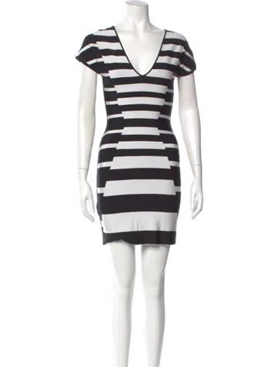 Pre-owned Herve Leger Striped Mini Dress In Multi