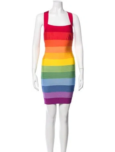 Pre-owned Herve Leger Striped Mini Dress In Multi