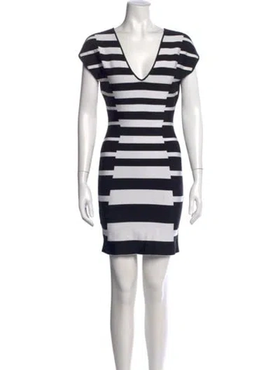 Pre-owned Herve Leger Striped Mini Dress In Multi