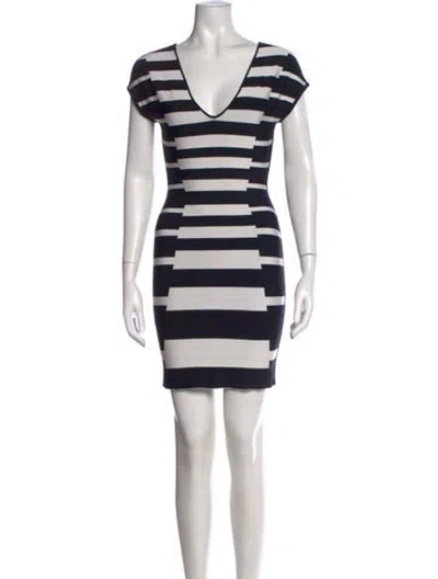 Pre-owned Herve Leger Striped Mini Dress In Multi