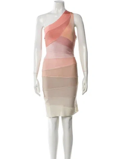 Pre-owned Herve Leger Striped Mini Dress In Neutral