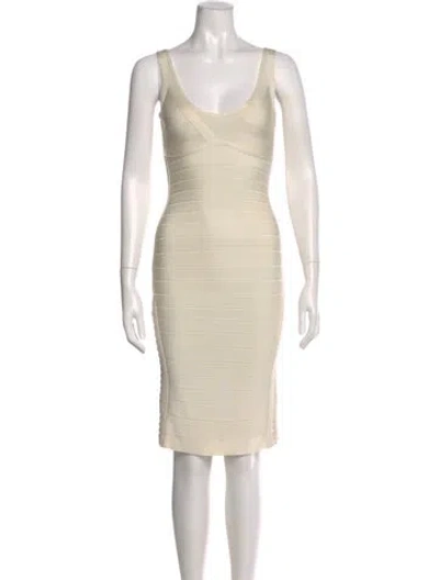 Pre-owned Herve Leger Striped Mini Dress In Neutral