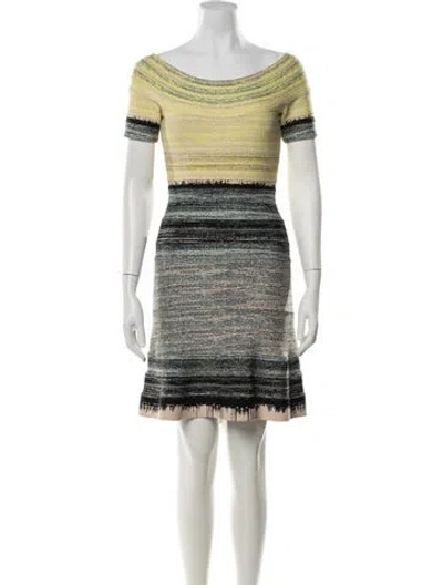 Pre-owned Herve Leger Striped Mini Dress In Neutrals