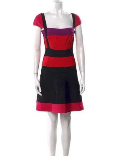 Pre-owned Herve Leger Striped Mini Dress In Red