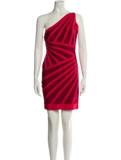 Pre-owned Herve Leger Striped Mini Dress In Red