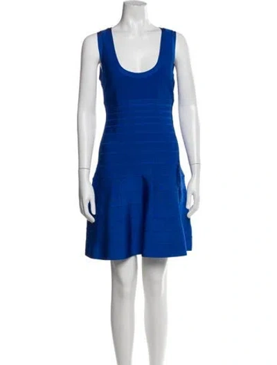 Pre-owned Herve Leger Striped Mini Dress W/ Tags In Blue
