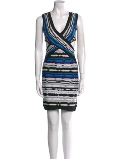 Pre-owned Herve Leger Striped Mini Dress W/ Tags In Multi