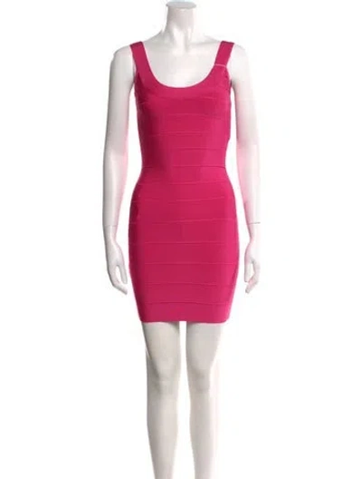 Pre-owned Herve Leger Striped Mini Dress W/ Tags In Pink