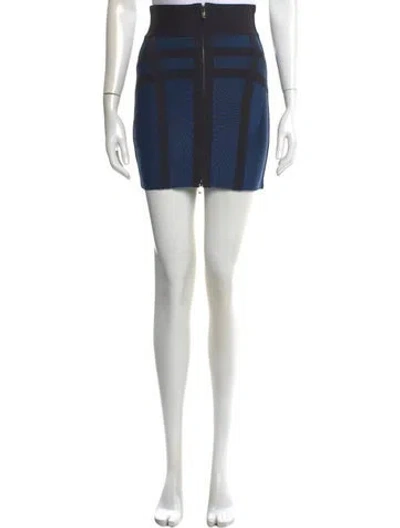 Pre-owned Herve Leger Striped Mini Skirt In Black