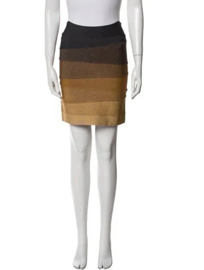 Pre-owned Herve Leger Striped Mini Skirt In Neutral