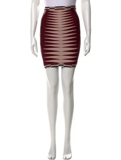 Pre-owned Herve Leger Striped Mini Skirt In Pink