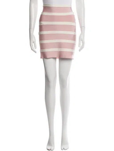 Pre-owned Herve Leger Striped Mini Skirt In Pink