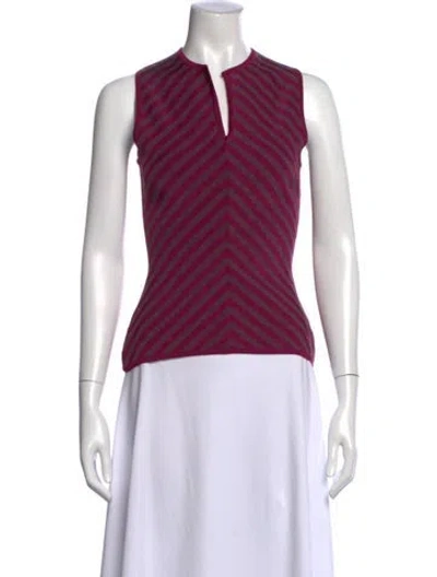 Pre-owned Herve Leger Striped Plunge Neckline Top In Multi