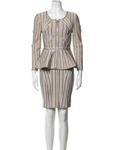 Pre-owned Herve Leger Striped Skirt Set In Neutral