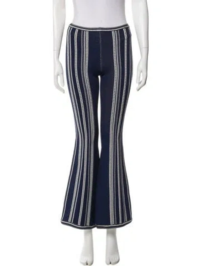 Pre-owned Herve Leger Striped Wide Leg Pants In Blue