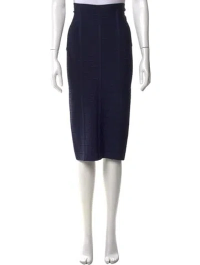 Pre-owned Herve Leger Studded Accents Midi Length Skirt In Blue