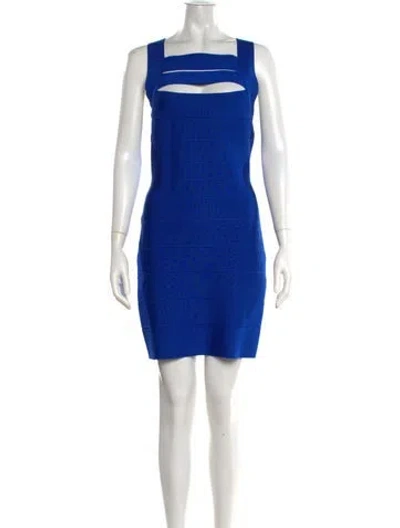 Pre-owned Herve Leger Su23 Mini Dress In Blue