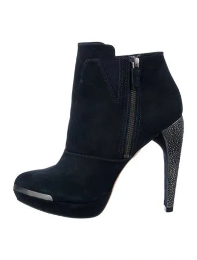 Pre-owned Herve Leger Suede Boots In Blue