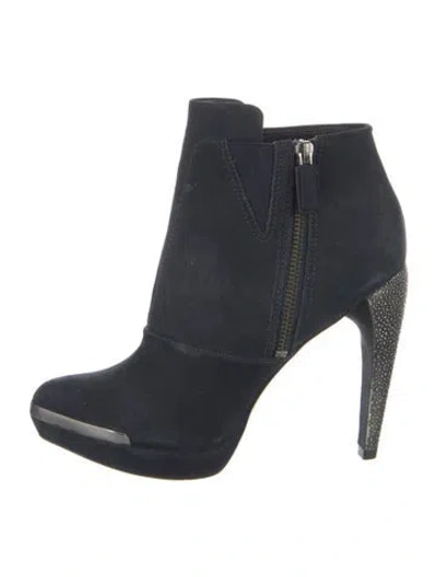 Pre-owned Herve Leger Suede Boots In Blue