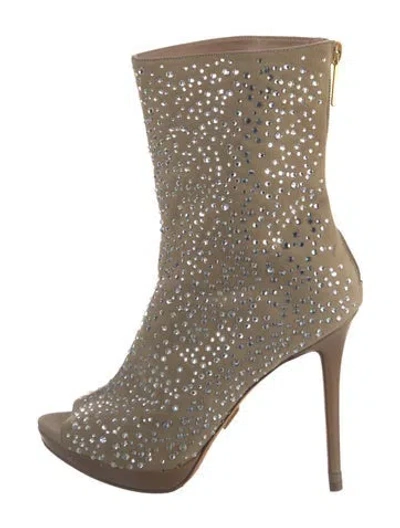 Pre-owned Herve Leger Suede Patterned Boots In Neutrals