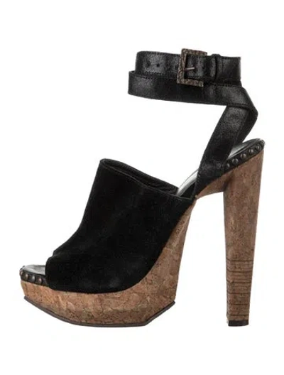 Pre-owned Herve Leger Suede Studded Accents Pumps In Black